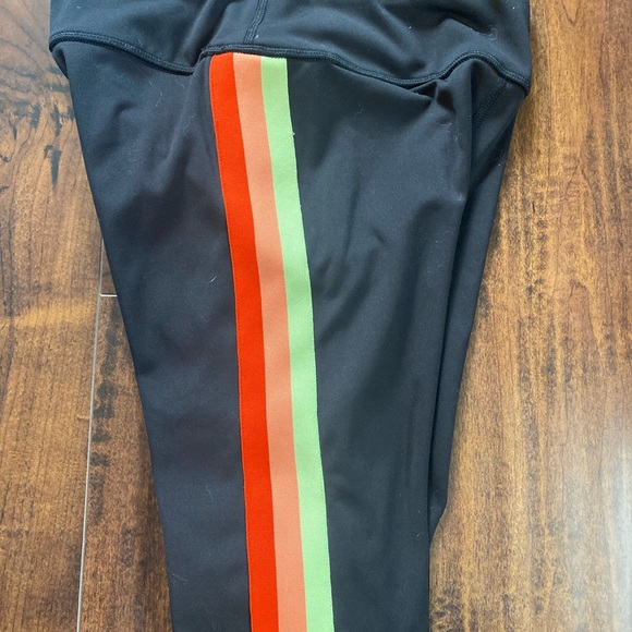 Avia Women's Black Leggings with Orange and Green Stripes - Picture 6 of 6